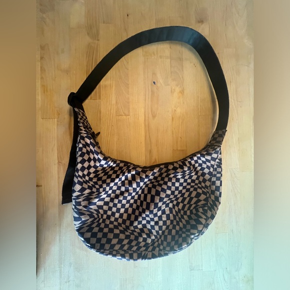 Baggu Medium Crescent Indigo Trippy Checker Bag Sling Crossbody Purple EXCELLENT - Picture 3 of 3